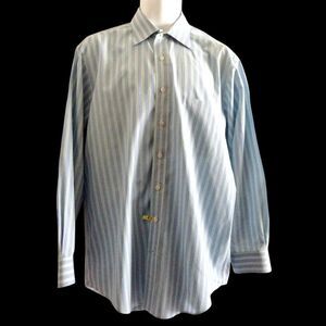 Vineyard Vines Shirt Men's 16.5 35 Green White Blue Striped Date Night